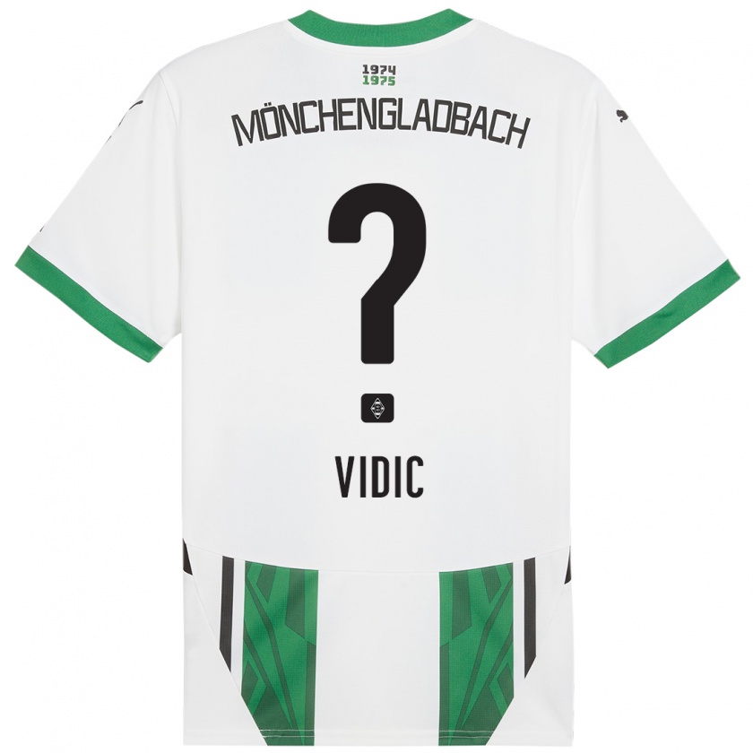 Kandiny Kinder Nico Vidic #0 Weiß Grün Heimtrikot Trikot 2024/25 T-Shirt