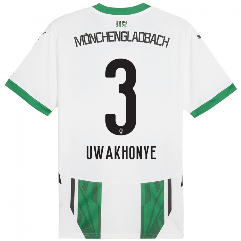 Kandiny Kinder Joshua Uwakhonye #3 Weiß Grün Heimtrikot Trikot 2024/25 T-Shirt