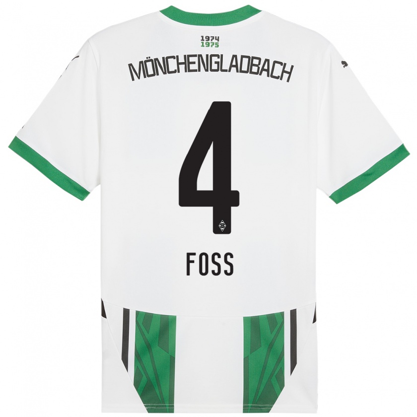 Kandiny Kinder Jonathan Foss #4 Weiß Grün Heimtrikot Trikot 2024/25 T-Shirt