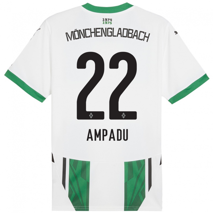 Kandiny Kinder Leon Ampadu #22 Weiß Grün Heimtrikot Trikot 2024/25 T-Shirt