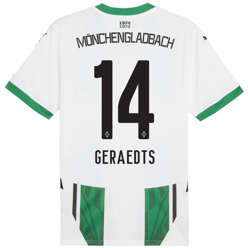 Kandiny Kinder Kelsey Geraedts #14 Weiß Grün Heimtrikot Trikot 2024/25 T-Shirt