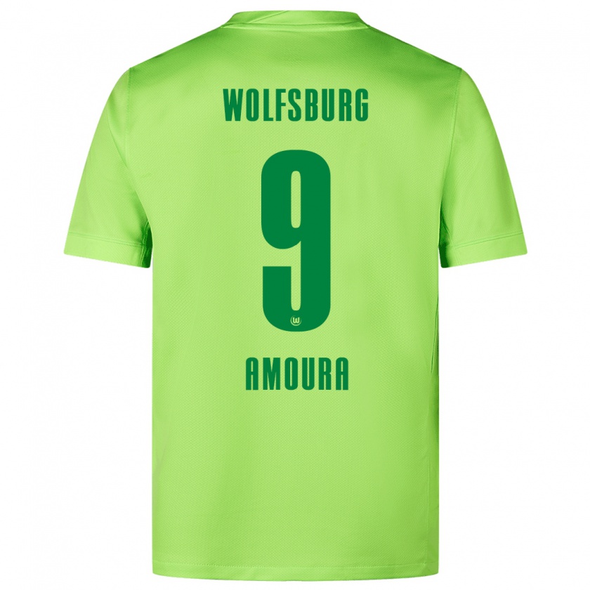 Kandiny Kinder Mohamed Amoura #9 Fluoreszierendes Grün Heimtrikot Trikot 2024/25 T-Shirt