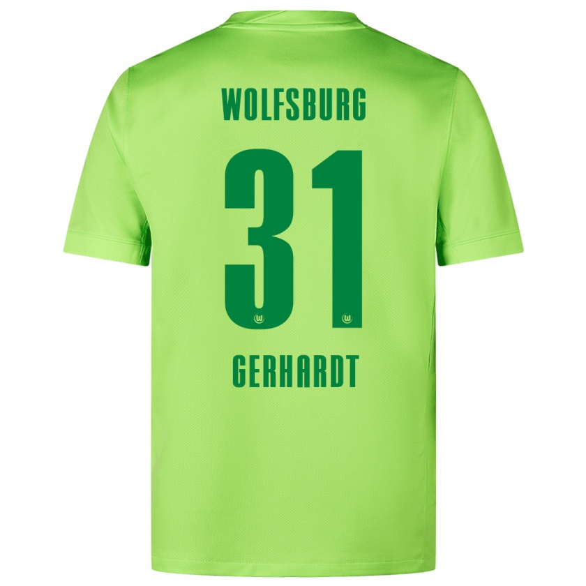 Kandiny Kinder Yannick Gerhardt #31 Fluoreszierendes Grün Heimtrikot Trikot 2024/25 T-Shirt