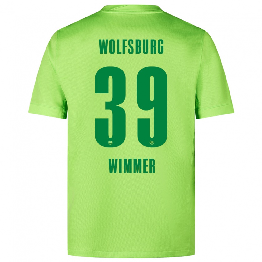 Kandiny Kinder Patrick Wimmer #39 Fluoreszierendes Grün Heimtrikot Trikot 2024/25 T-Shirt