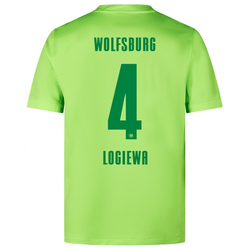 Kandiny Kinder Luca Logiewa #4 Fluoreszierendes Grün Heimtrikot Trikot 2024/25 T-Shirt