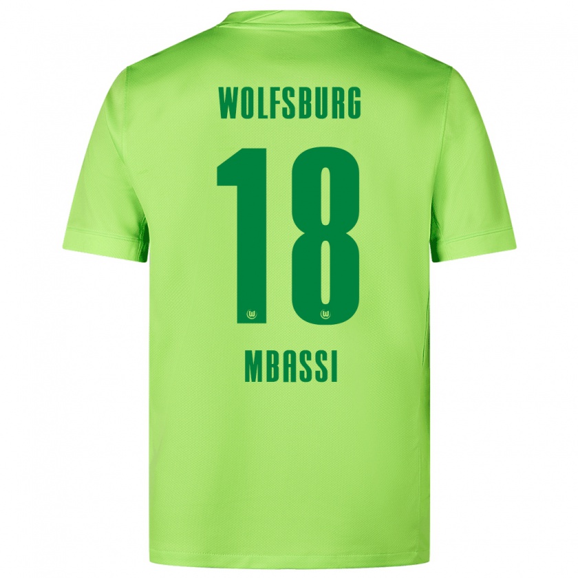 Kandiny Kinder Mario Mbassi #18 Fluoreszierendes Grün Heimtrikot Trikot 2024/25 T-Shirt