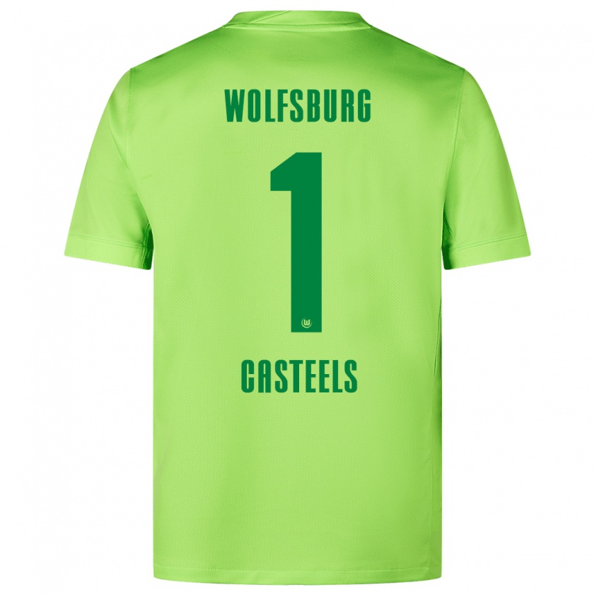 Kandiny Kinder Koen Casteels #1 Fluoreszierendes Grün Heimtrikot Trikot 2024/25 T-Shirt