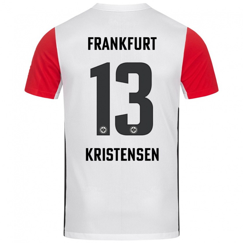 Kandiny Kinder Rasmus Kristensen #13 Weiß Rot Heimtrikot Trikot 2024/25 T-Shirt