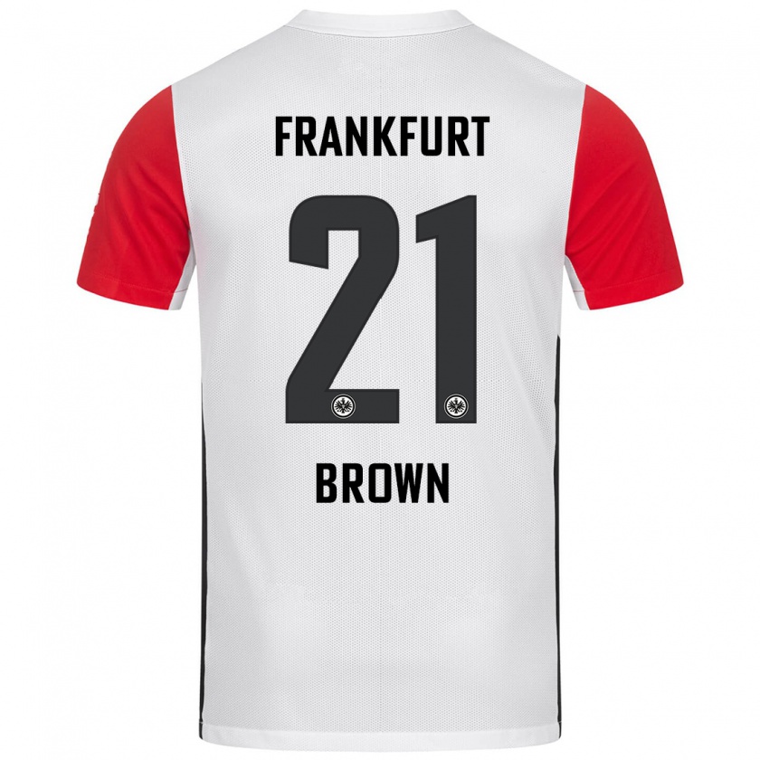 Kandiny Kinder Nathaniel Brown #21 Weiß Rot Heimtrikot Trikot 2024/25 T-Shirt