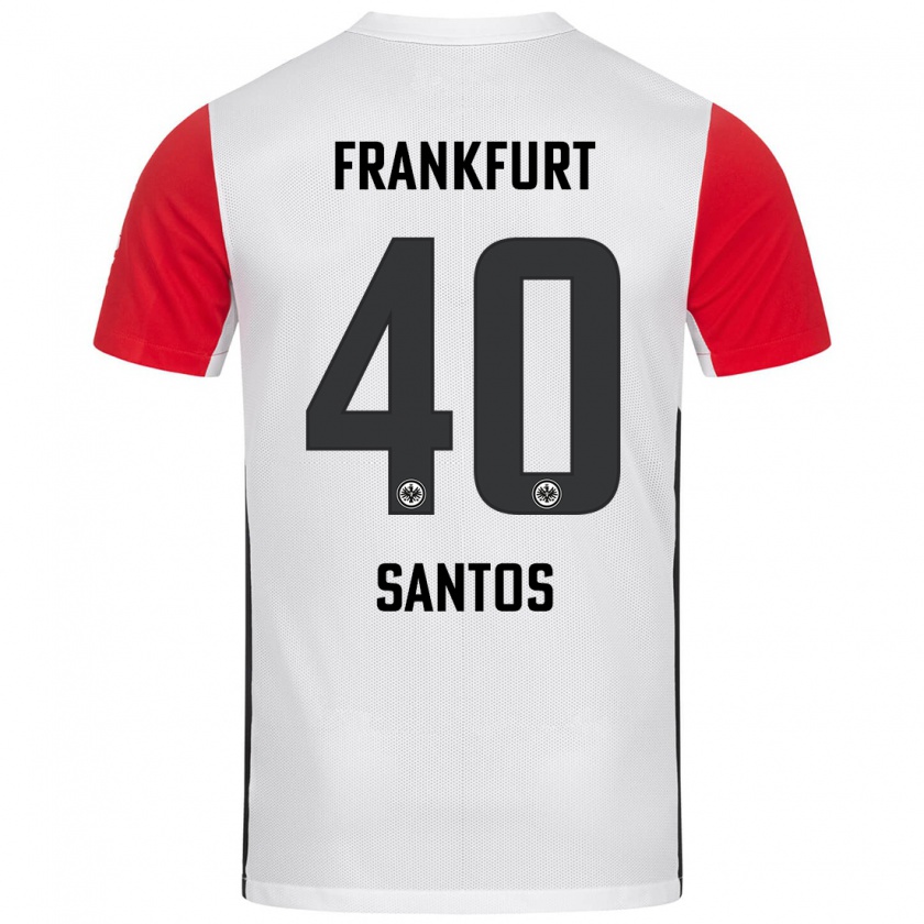 Kandiny Kinder Kauã Santos #40 Weiß Rot Heimtrikot Trikot 2024/25 T-Shirt