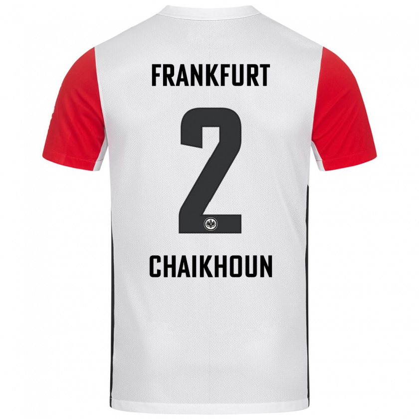 Kandiny Kinder Ayoub Chaikhoun #2 Weiß Rot Heimtrikot Trikot 2024/25 T-Shirt