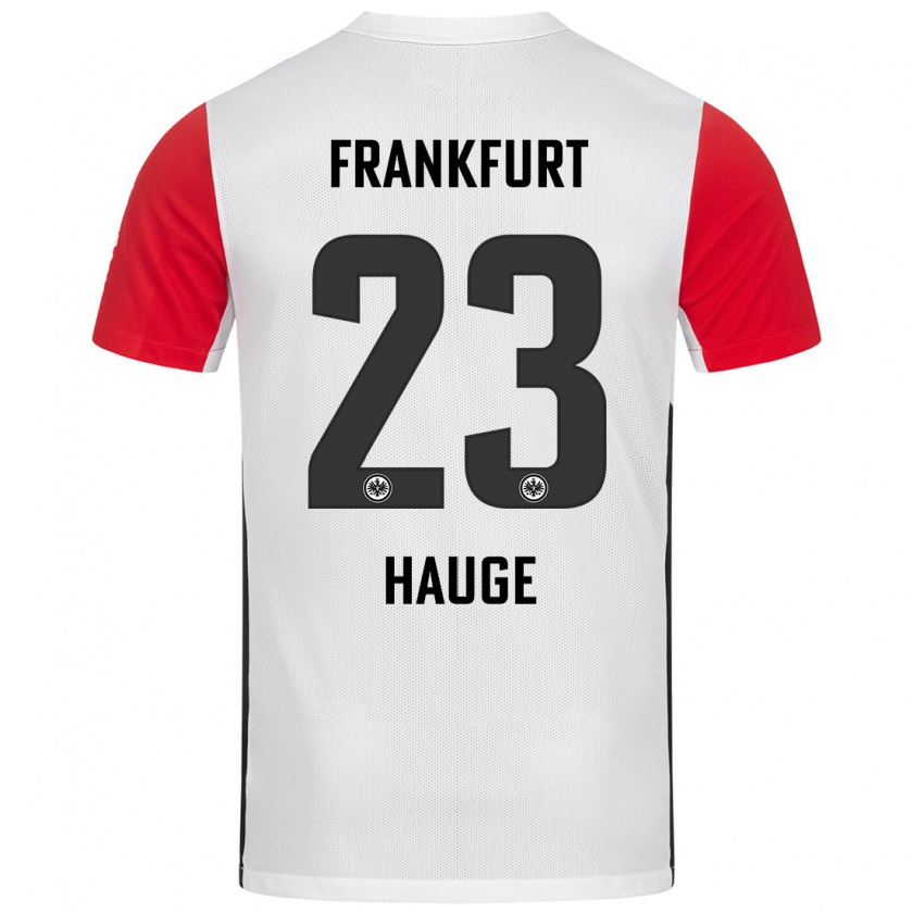 Kandiny Kinder Jens Petter Hauge #23 Weiß Rot Heimtrikot Trikot 2024/25 T-Shirt