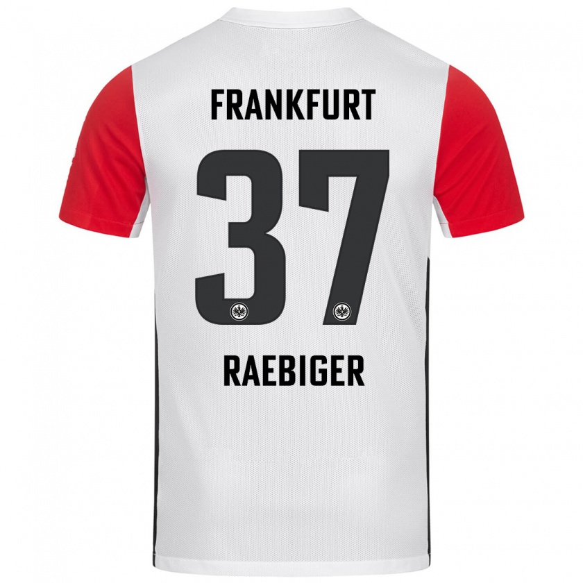 Kandiny Kinder Sidney Raebiger #37 Weiß Rot Heimtrikot Trikot 2024/25 T-Shirt