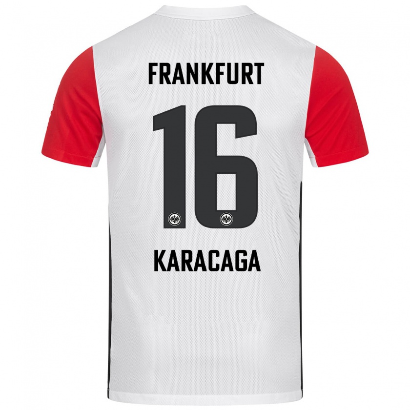 Kandiny Kinder Tom Karacaga #16 Weiß Rot Heimtrikot Trikot 2024/25 T-Shirt