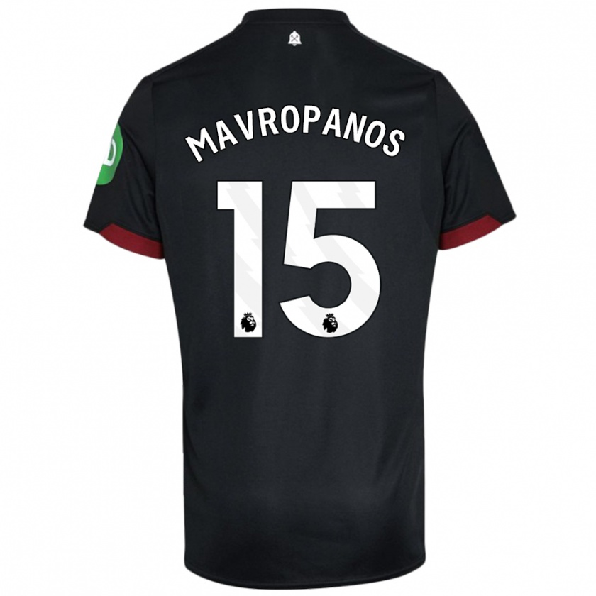 Kandiny Kinder Konstantinos Mavropanos #15 Schwarz Weiß Auswärtstrikot Trikot 2024/25 T-Shirt