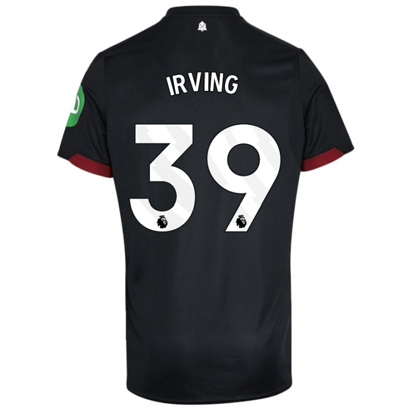 Kandiny Kinder Andy Irving #39 Schwarz Weiß Auswärtstrikot Trikot 2024/25 T-Shirt