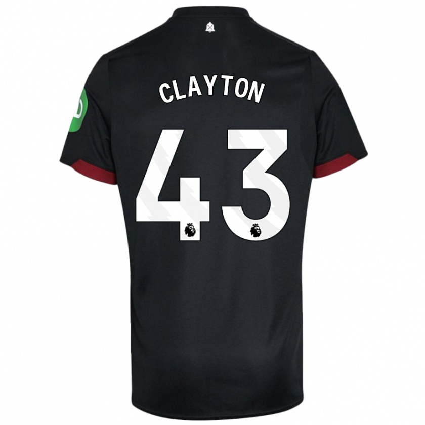 Kandiny Kinder Regan Clayton #43 Schwarz Weiß Auswärtstrikot Trikot 2024/25 T-Shirt