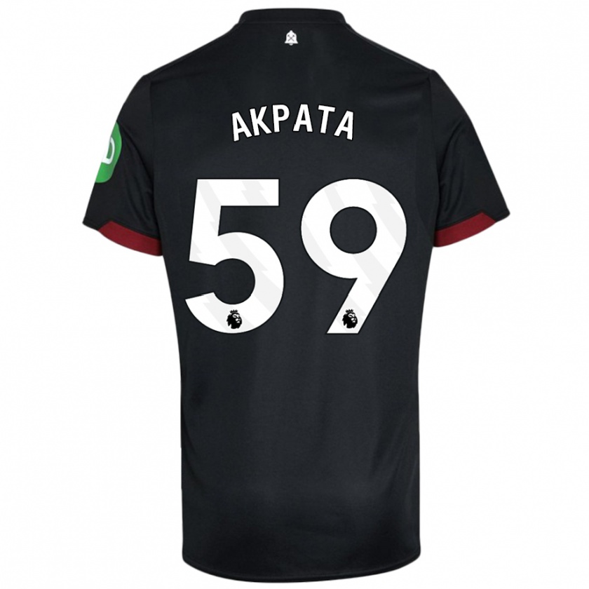 Kandiny Kinder Tyron Akpata #59 Schwarz Weiß Auswärtstrikot Trikot 2024/25 T-Shirt