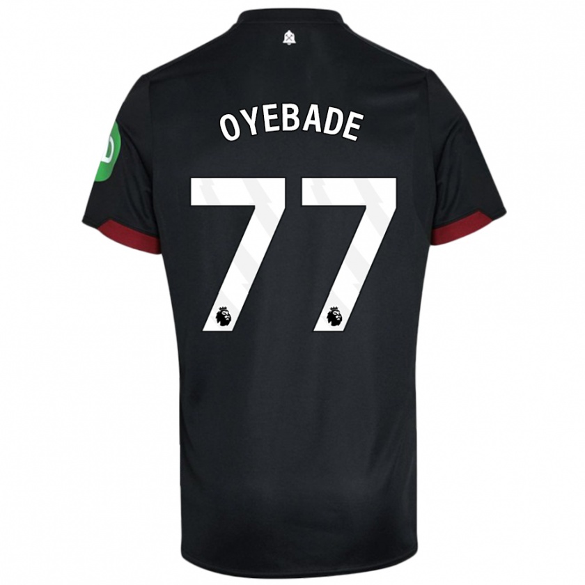 Kandiny Kinder Rayan Oyebade #77 Schwarz Weiß Auswärtstrikot Trikot 2024/25 T-Shirt