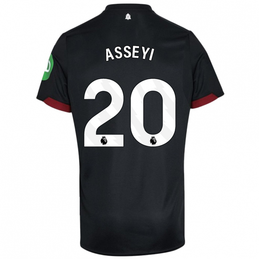 Kandiny Kinder Viviane Asseyi #20 Schwarz Weiß Auswärtstrikot Trikot 2024/25 T-Shirt