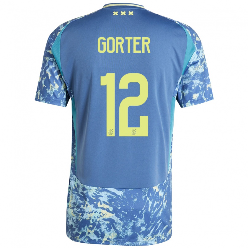 Kandiny Kinder Jay Gorter #12 Grau Blau Gelb Auswärtstrikot Trikot 2024/25 T-Shirt