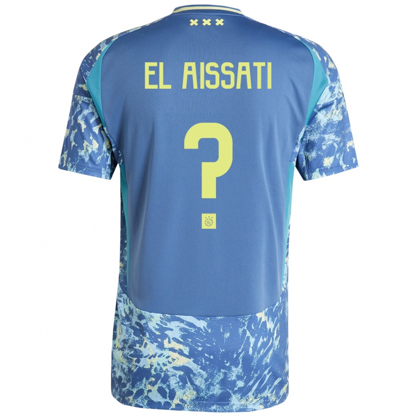 Kandiny Kinder Yasser El Aissati #0 Grau Blau Gelb Auswärtstrikot Trikot 2024/25 T-Shirt