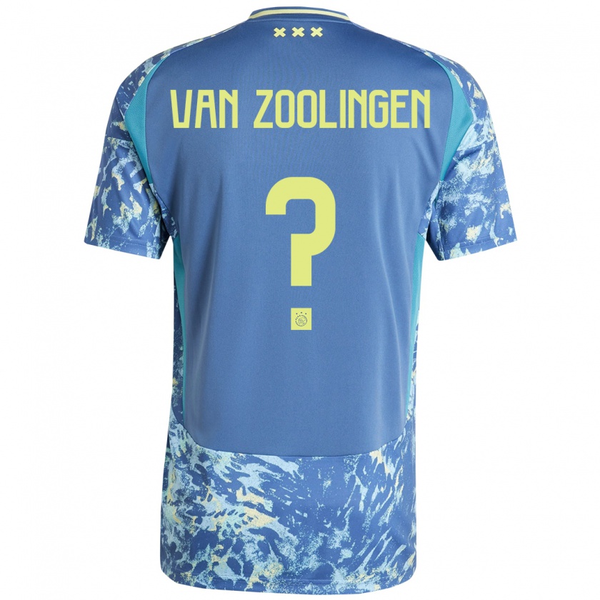 Kandiny Kinder Glenn Van Zoolingen #0 Grau Blau Gelb Auswärtstrikot Trikot 2024/25 T-Shirt