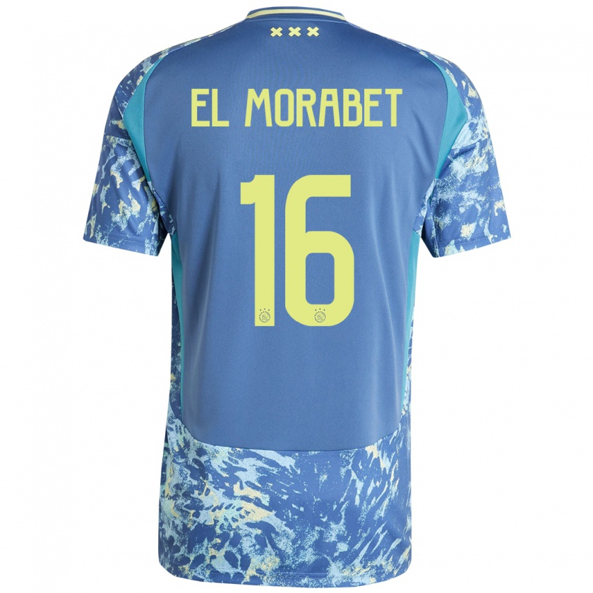 Kandiny Kinder Younes El Morabet #16 Grau Blau Gelb Auswärtstrikot Trikot 2024/25 T-Shirt