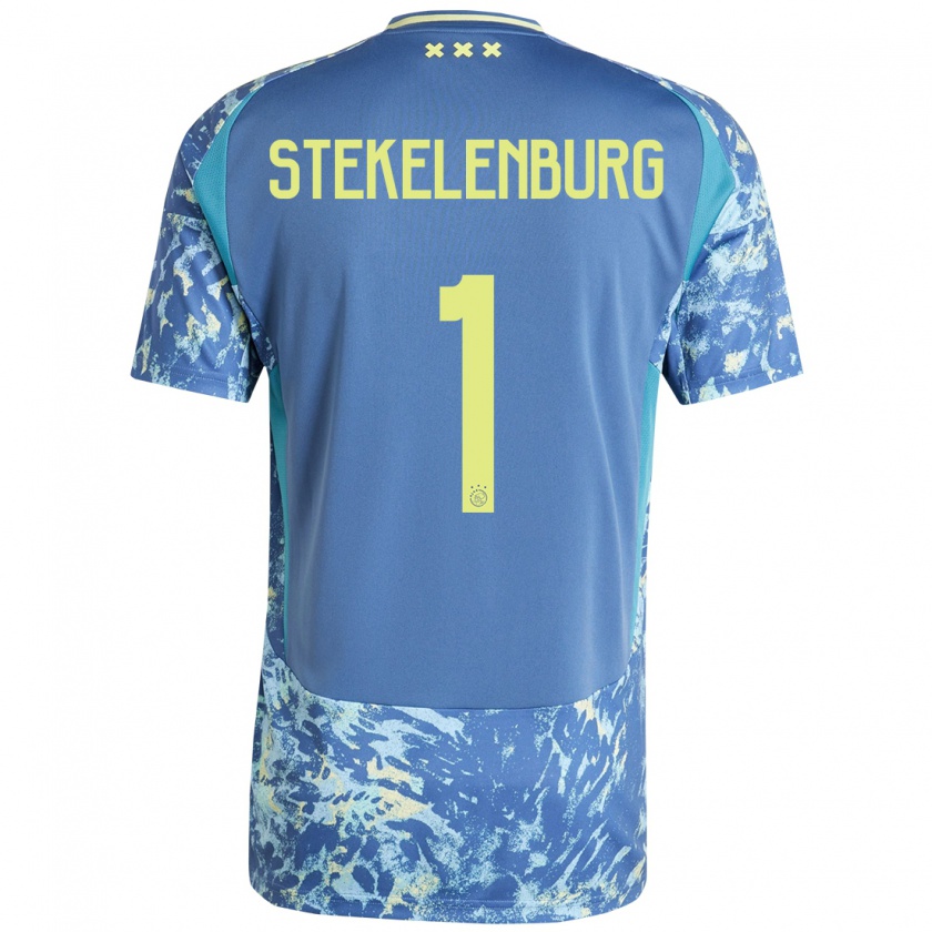 Kandiny Kinder Maarten Stekelenburg #1 Grau Blau Gelb Auswärtstrikot Trikot 2024/25 T-Shirt