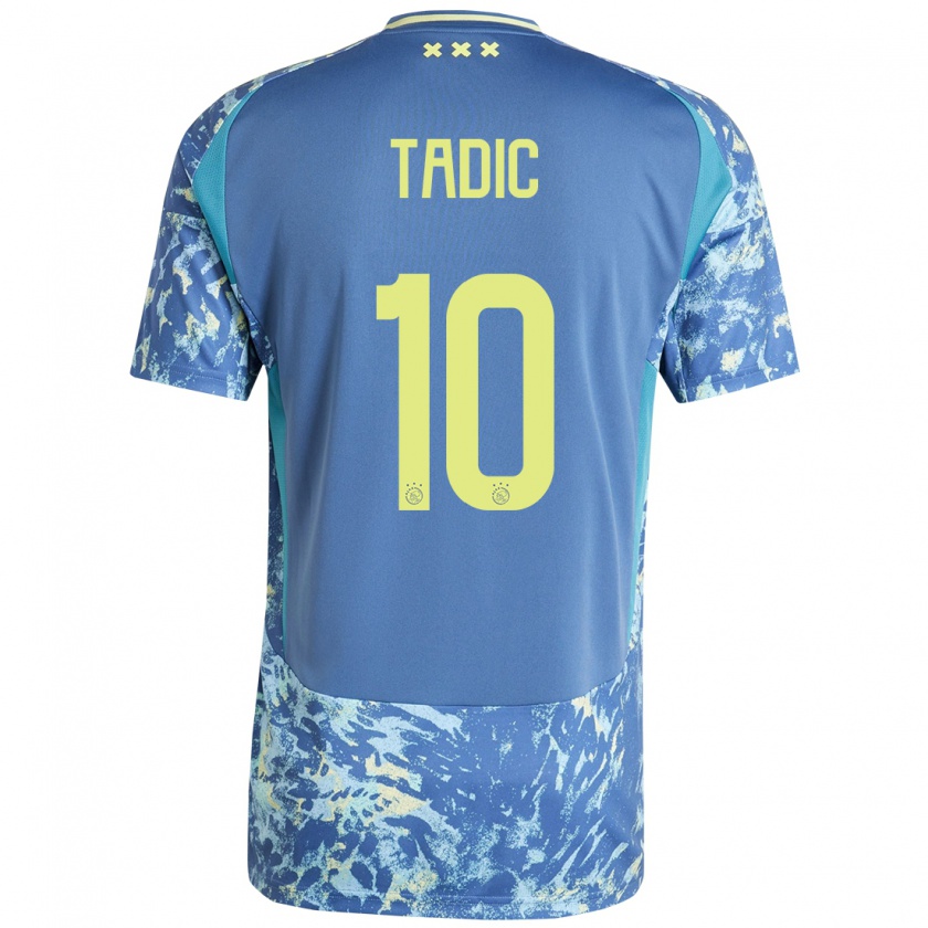 Kandiny Kinder Dusan Tadic #10 Grau Blau Gelb Auswärtstrikot Trikot 2024/25 T-Shirt