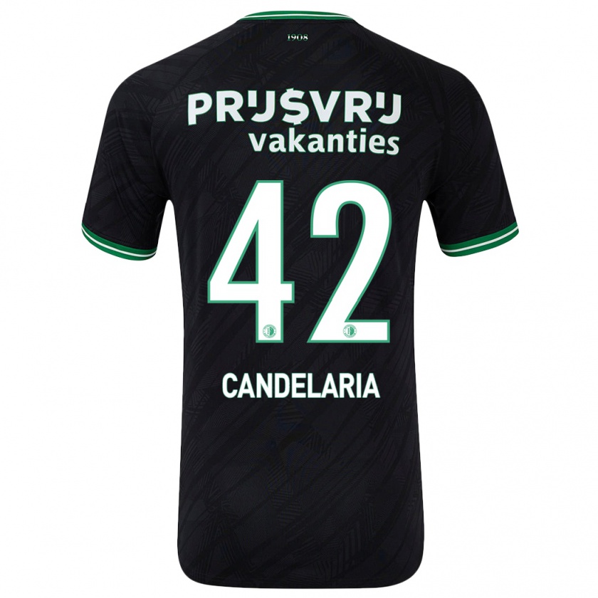 Kandiny Kinder Jayden Candelaria #42 Schwarz Grün Auswärtstrikot Trikot 2024/25 T-Shirt