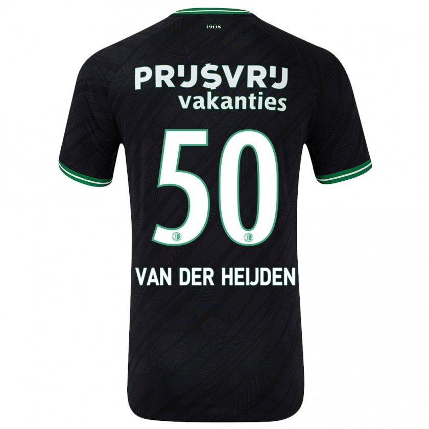 Kandiny Kinder Délano Van Der Heijden #50 Schwarz Grün Auswärtstrikot Trikot 2024/25 T-Shirt