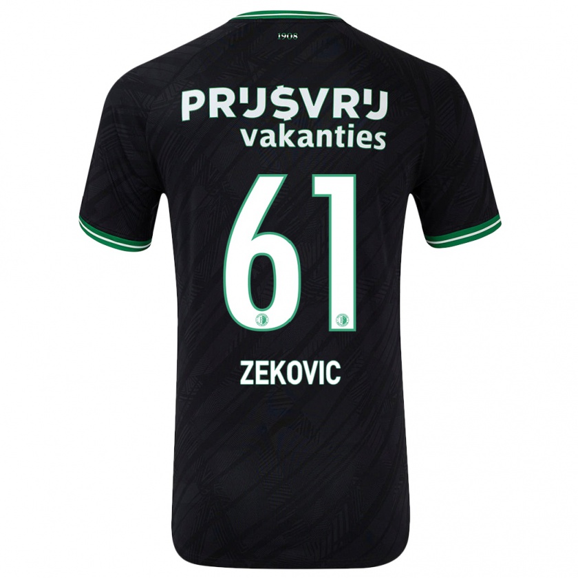 Kandiny Kinder Aleks Zekovic #61 Schwarz Grün Auswärtstrikot Trikot 2024/25 T-Shirt