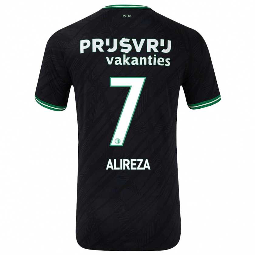 Kandiny Kinder Alireza Jahanbakhsh #7 Schwarz Grün Auswärtstrikot Trikot 2024/25 T-Shirt