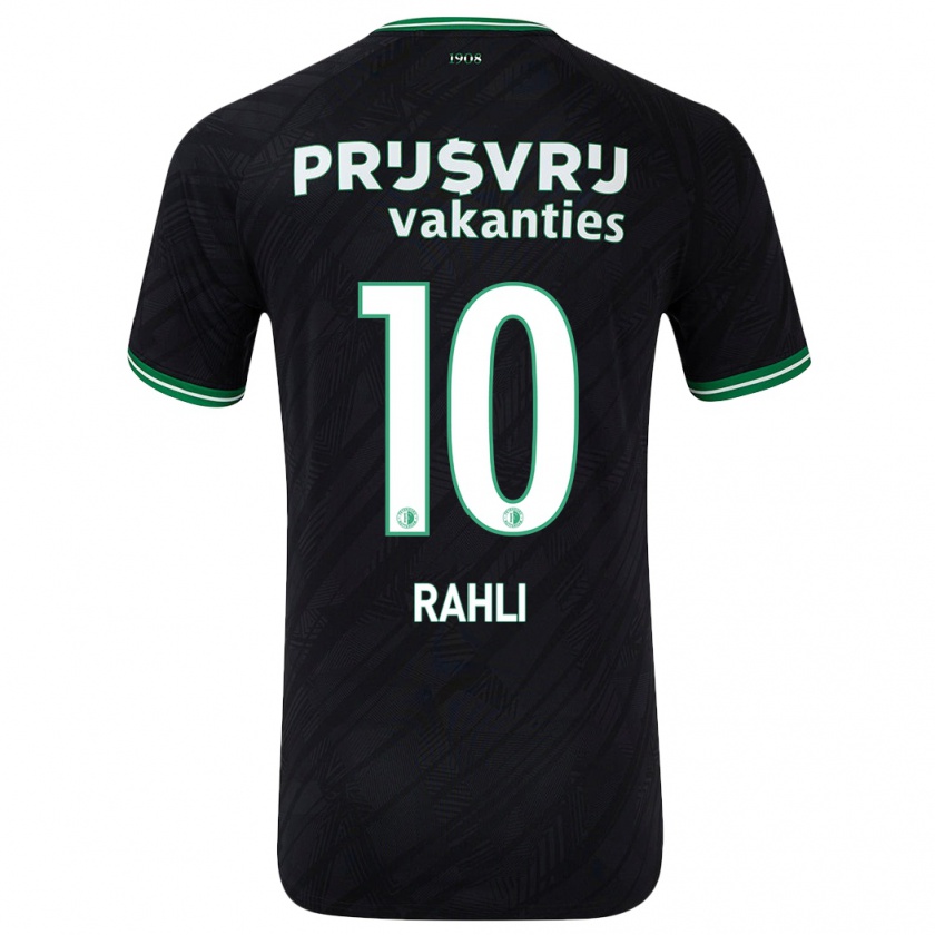 Kandiny Kinder Khalid Rahli #10 Schwarz Grün Auswärtstrikot Trikot 2024/25 T-Shirt