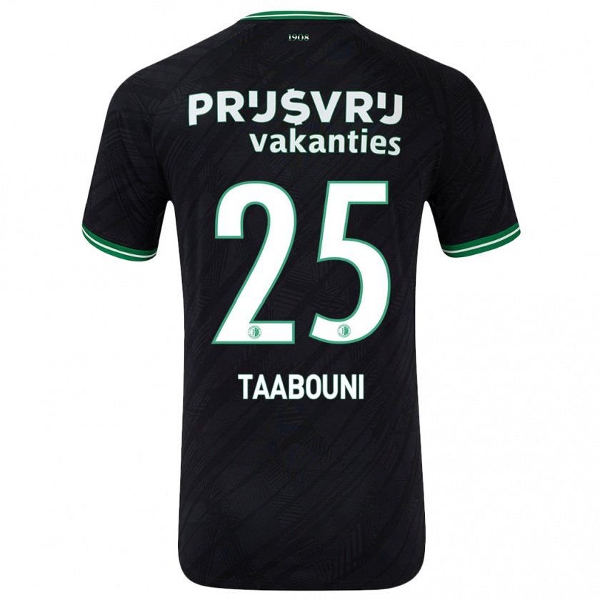 Kandiny Kinder Mohamed Taabouni #25 Schwarz Grün Auswärtstrikot Trikot 2024/25 T-Shirt