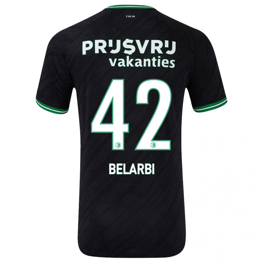 Kandiny Kinder Abdel Belarbi #42 Schwarz Grün Auswärtstrikot Trikot 2024/25 T-Shirt