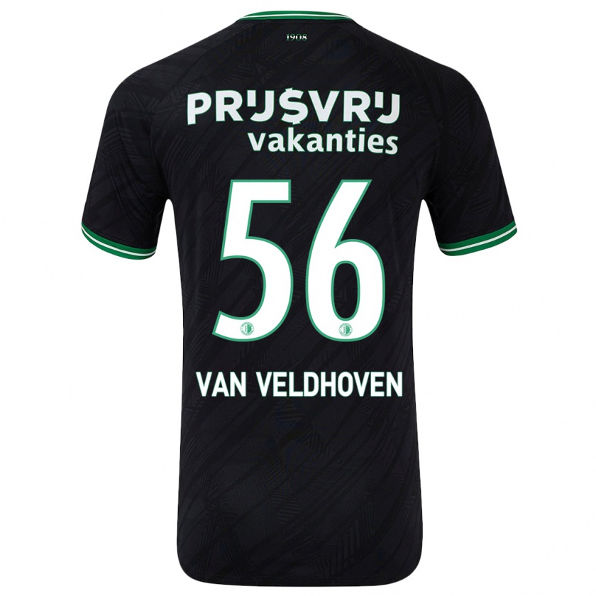 Kandiny Kinder Kars Van Veldhoven #56 Schwarz Grün Auswärtstrikot Trikot 2024/25 T-Shirt