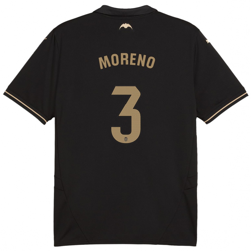 Kandiny Kinder Diego Moreno #3 Schwarz Auswärtstrikot Trikot 2024/25 T-Shirt