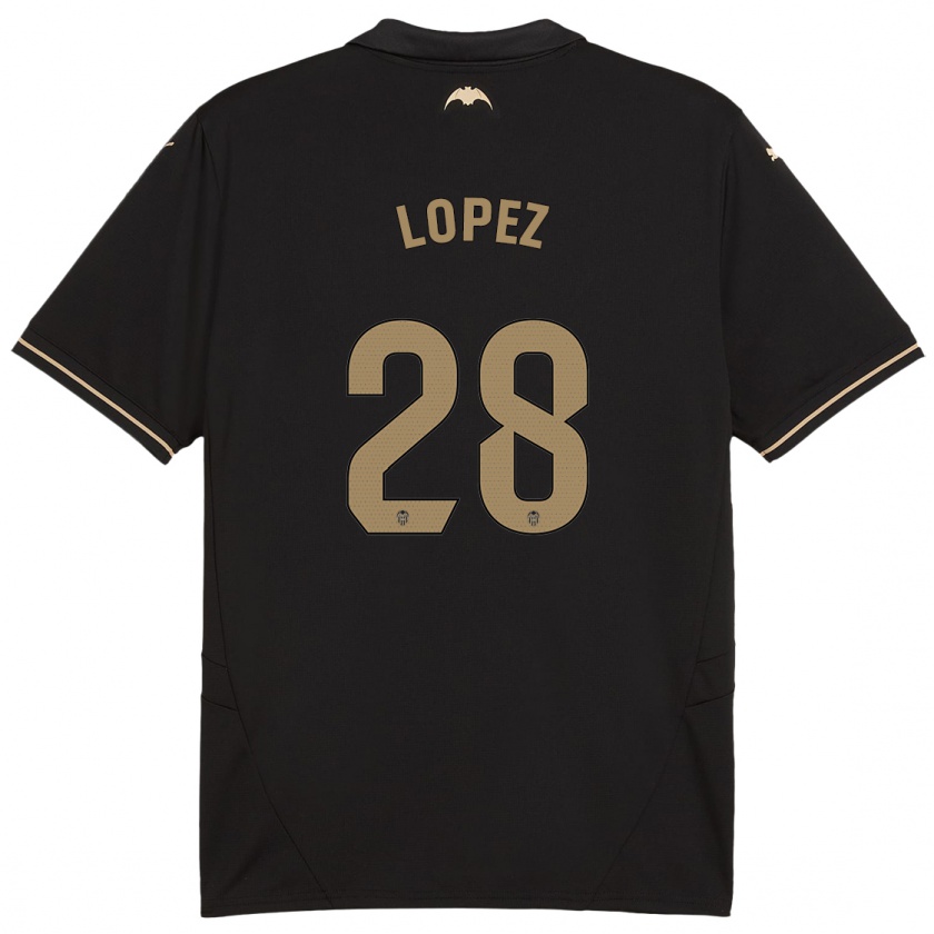 Kandiny Kinder Saray Lopez #28 Schwarz Auswärtstrikot Trikot 2024/25 T-Shirt