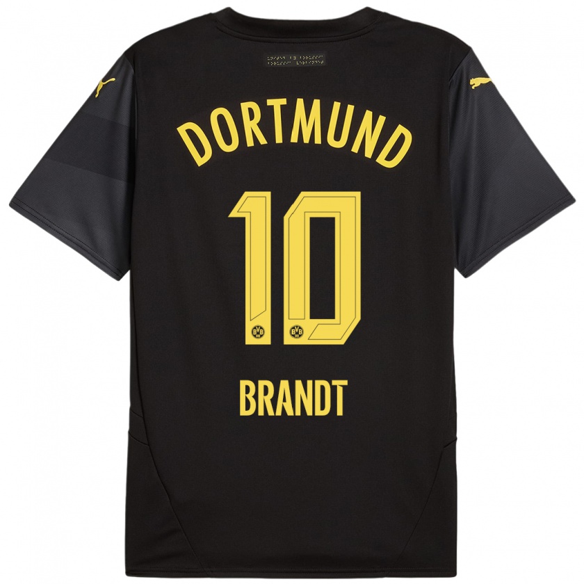 Kandiny Kinder Julian Brandt #10 Schwarz Gelb Auswärtstrikot Trikot 2024/25 T-Shirt