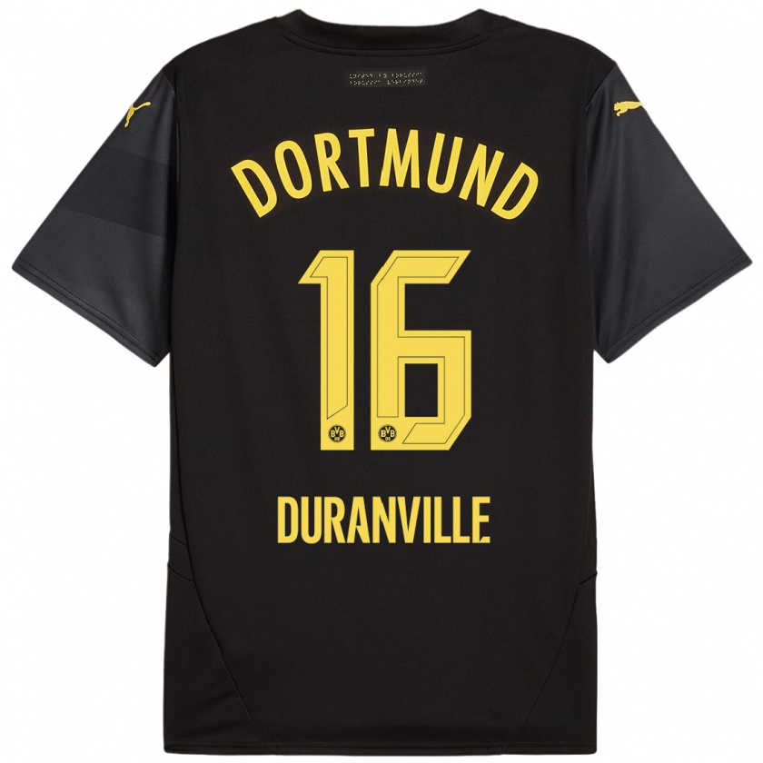 Kandiny Kinder Julien Duranville #16 Schwarz Gelb Auswärtstrikot Trikot 2024/25 T-Shirt