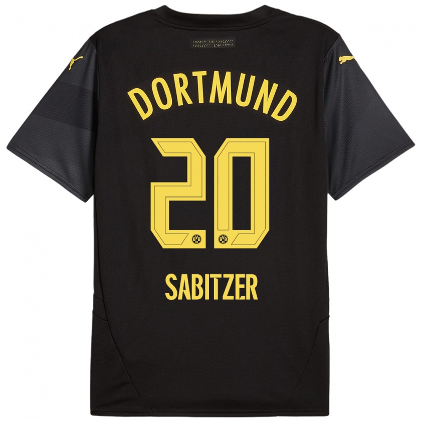 Kandiny Kinder Marcel Sabitzer #20 Schwarz Gelb Auswärtstrikot Trikot 2024/25 T-Shirt