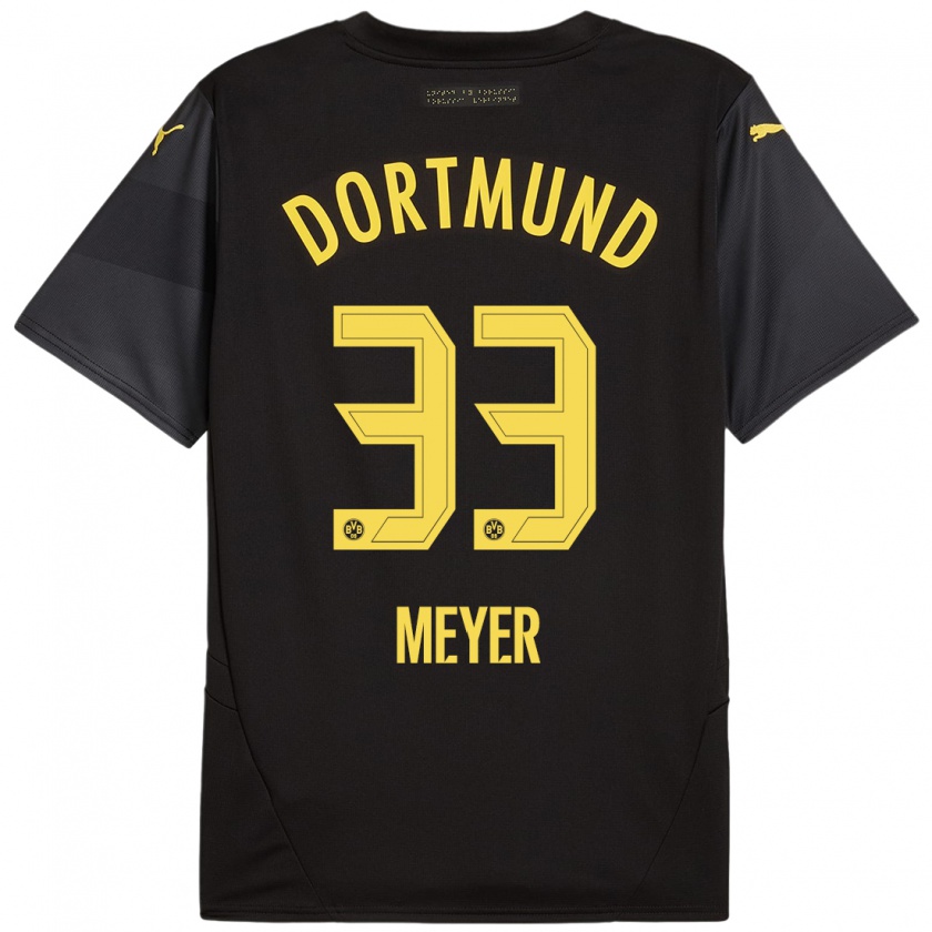 Kandiny Kinder Alexander Meyer #33 Schwarz Gelb Auswärtstrikot Trikot 2024/25 T-Shirt