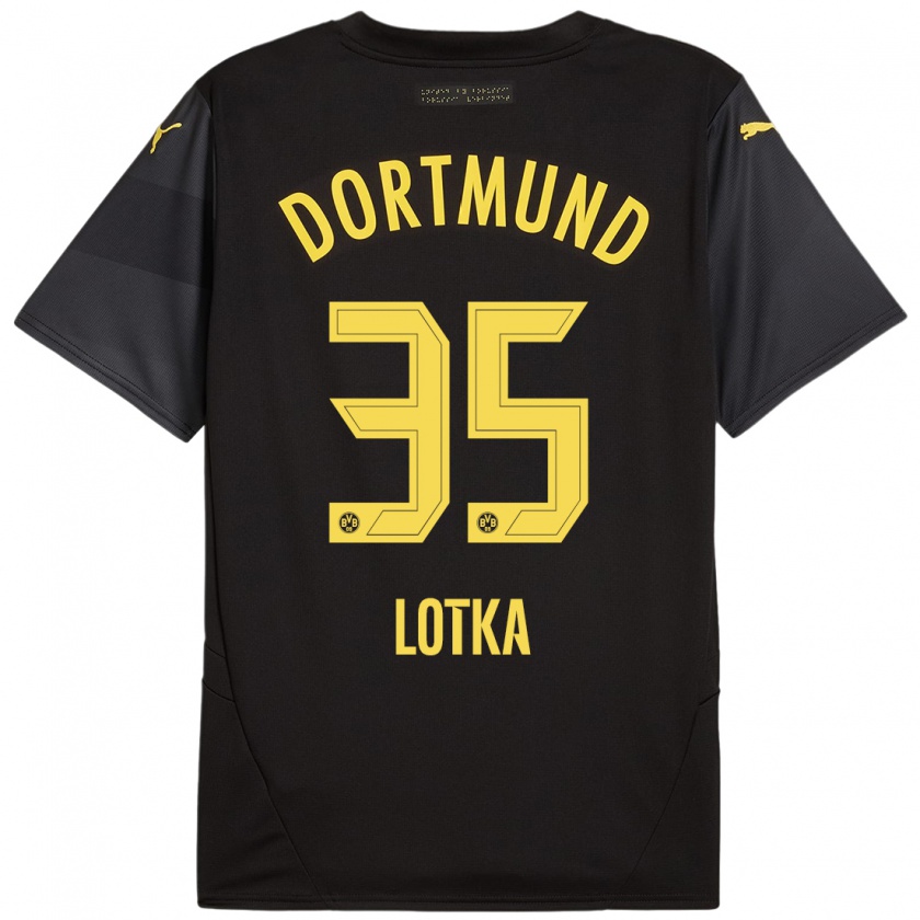 Kandiny Kinder Marcel Lotka #35 Schwarz Gelb Auswärtstrikot Trikot 2024/25 T-Shirt