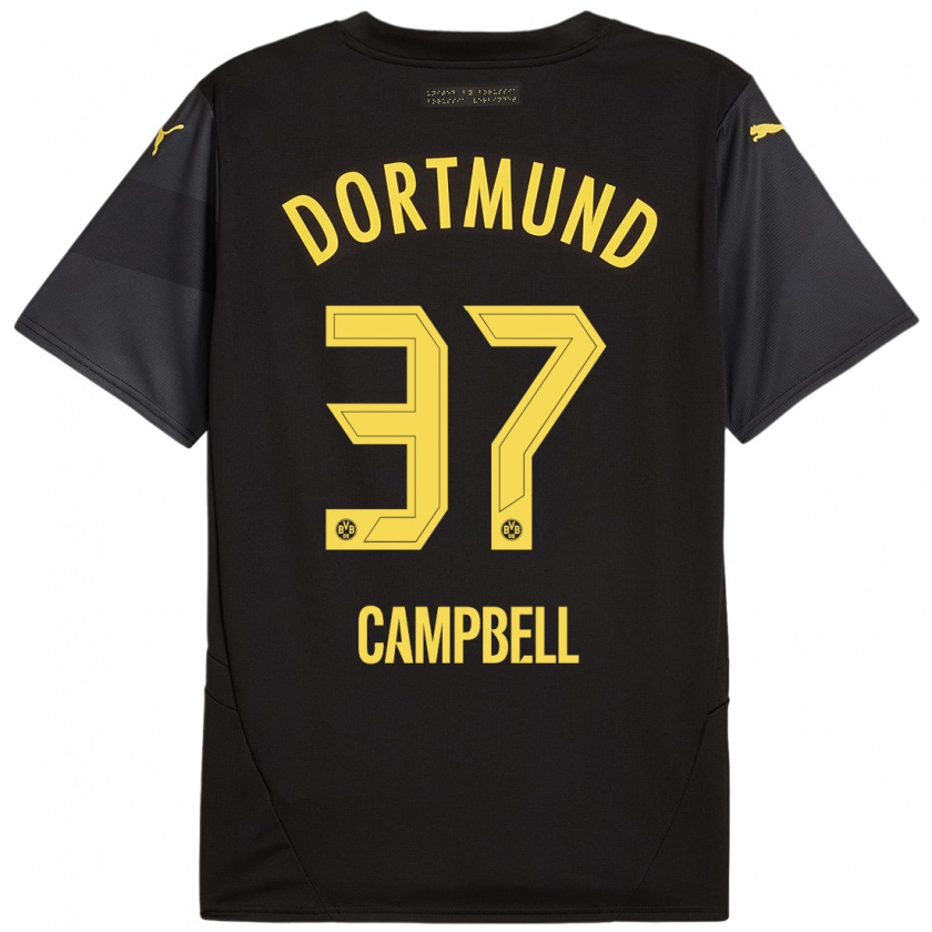 Kandiny Kinder Cole Campbell #37 Schwarz Gelb Auswärtstrikot Trikot 2024/25 T-Shirt