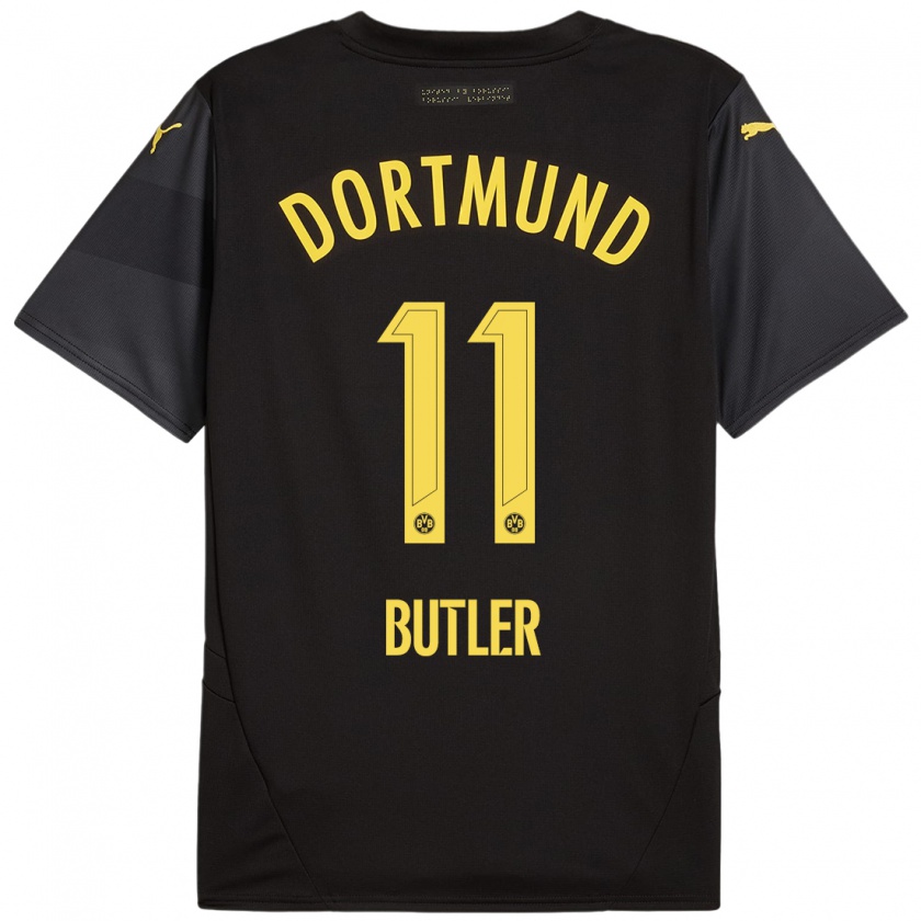 Kandiny Kinder Justin Butler #11 Schwarz Gelb Auswärtstrikot Trikot 2024/25 T-Shirt