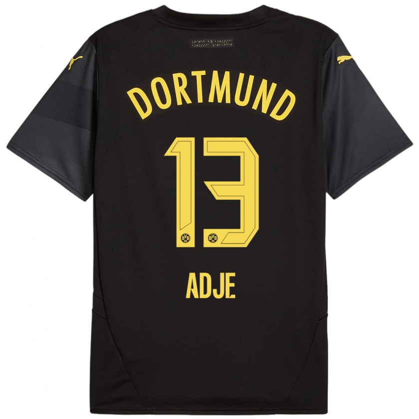 Kandiny Kinder Miguel Adje #13 Schwarz Gelb Auswärtstrikot Trikot 2024/25 T-Shirt