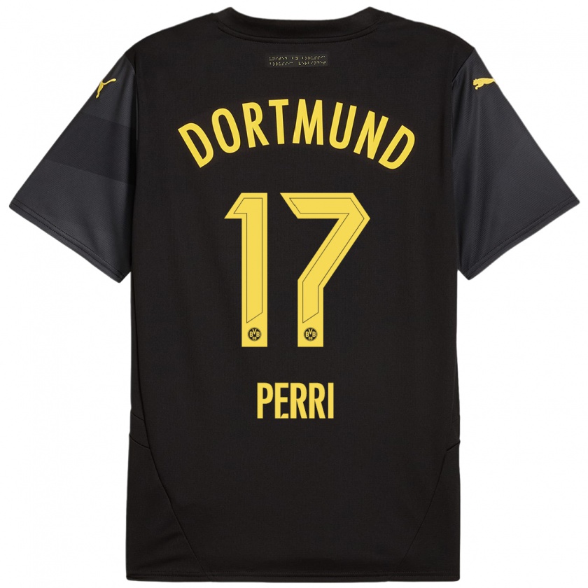 Kandiny Kinder Luca Perri #17 Schwarz Gelb Auswärtstrikot Trikot 2024/25 T-Shirt