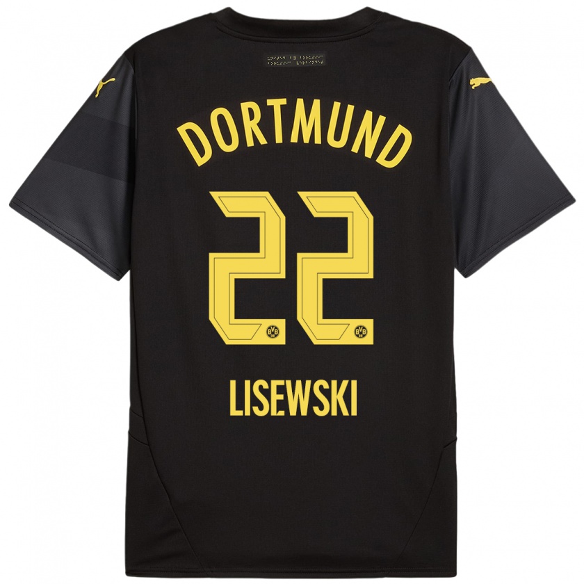 Kandiny Kinder Robin Lisewski #22 Schwarz Gelb Auswärtstrikot Trikot 2024/25 T-Shirt